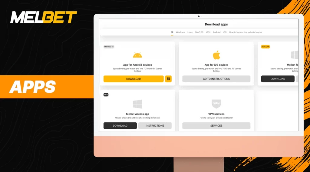 MelBet app download options