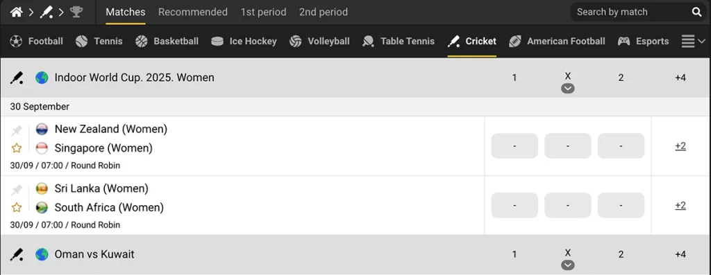 Melbet cricket betting odds view