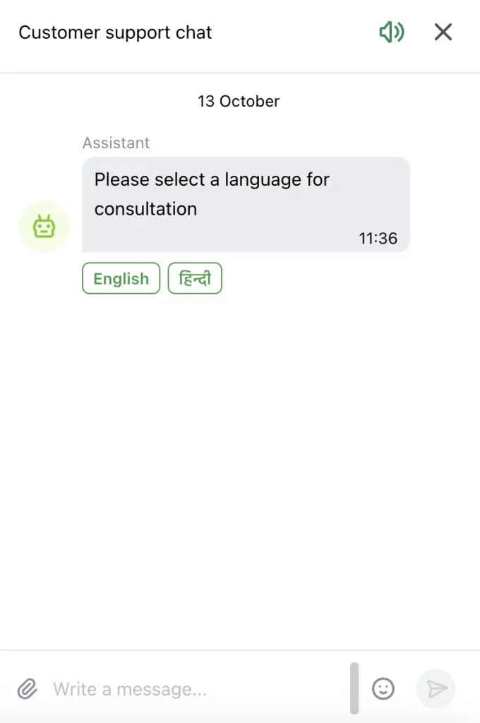 MelBet customer support chat window