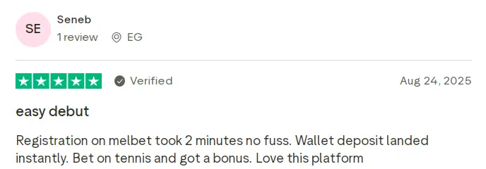 A player shared his opinion about his experience playing at the MelBet bookmaker