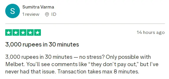 Player's opinion on Melbet's fairness and withdrawal speed